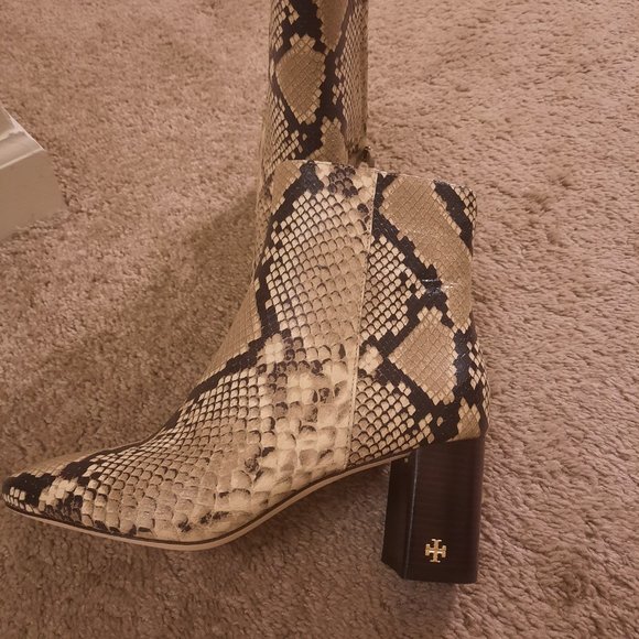 Tory Burch  Roccia Snakeskin Leather Ankle Boots - Picture 3 of 6